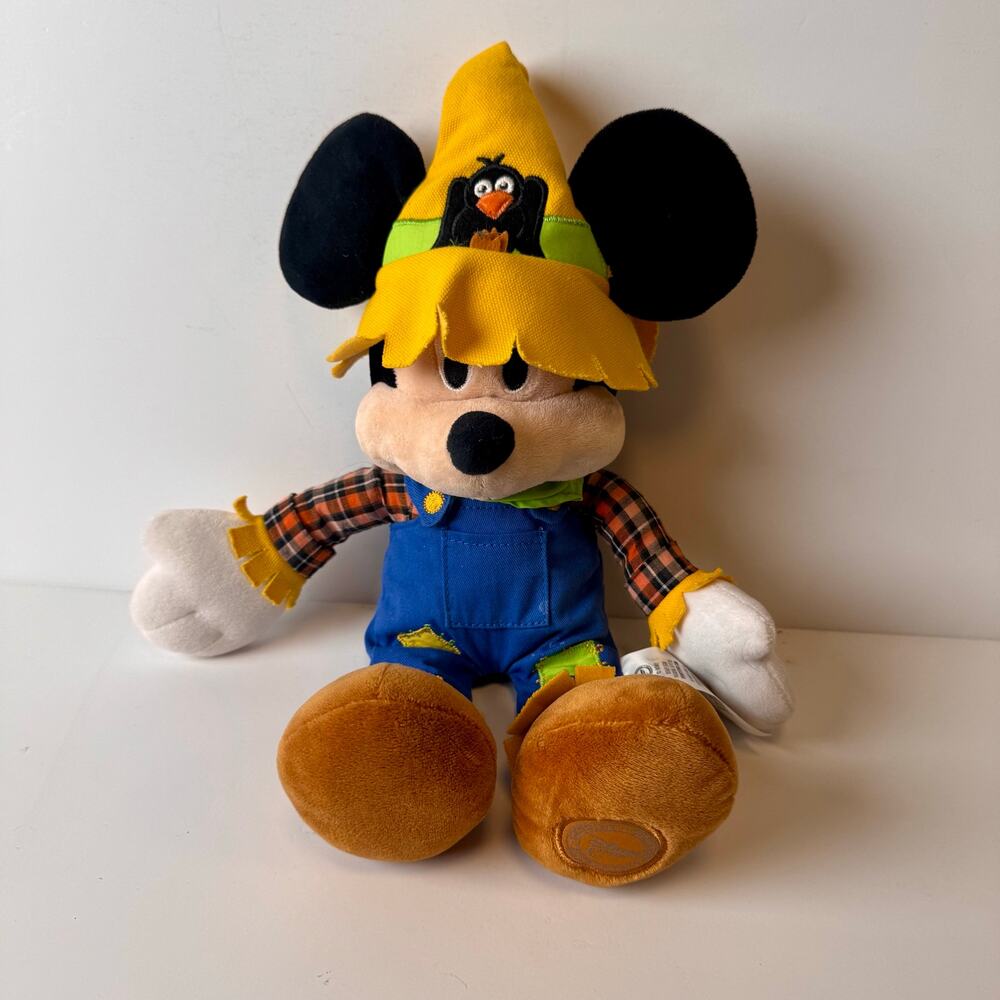 Disney Scarecrow Mickey Mouse Plush Fall Autumn 16" Stuffed Animal